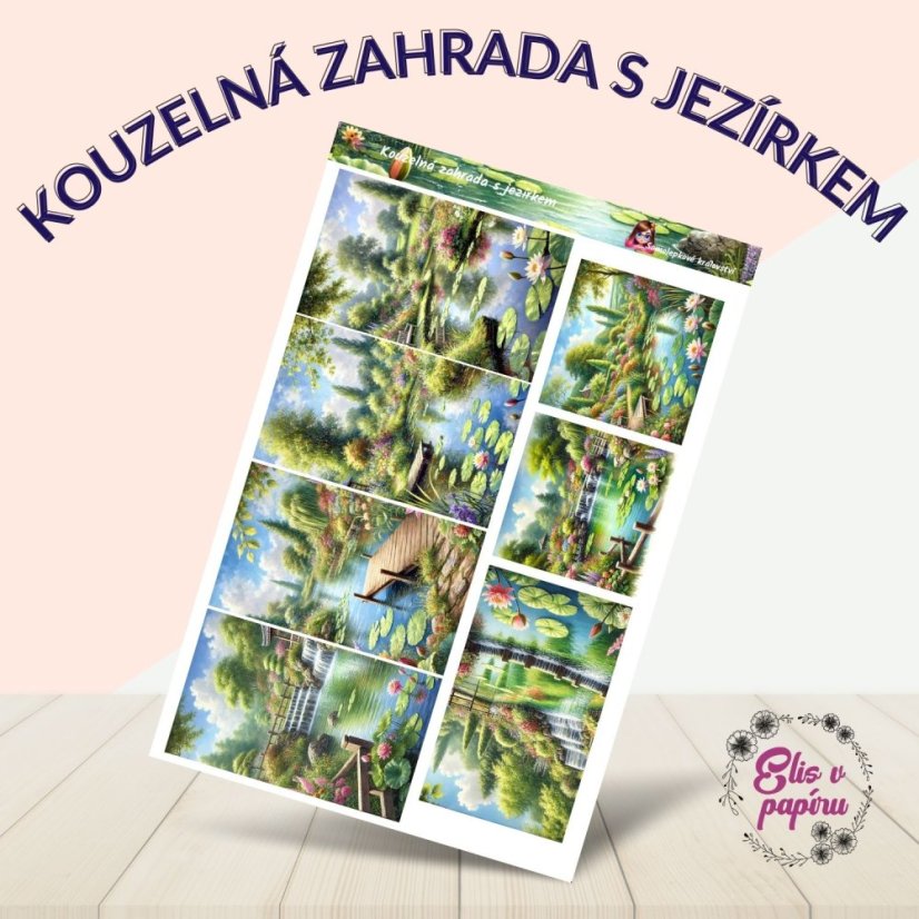 Kouzelná zahrada s jezírkem | Samolepky do diáře - obrázkové boxy