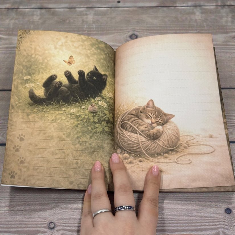 Vintage sešit s kočičkami