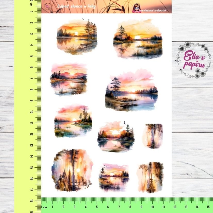 Západ slunce u řeky | Samolepky do diáře