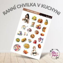 Samolepky s motivy lahodných snídaní a ranních chvilek v kuchyni. Skvělé pro diář, bujo nebo scrapbook, které přidají radost a pohodu do každodenního plánování.