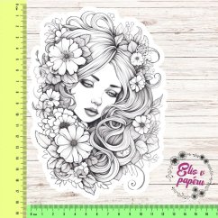 Maxi kusová samolepky na matném papíře s motivem jarní dívky ve formě omalovánky pro diáře a deníky velikosti minimálně A5. Maxi kusová samolepky na matném papíře s motivem jarní dívky ve formě omalovánky pro diáře a deníky velikosti minimálně A5.