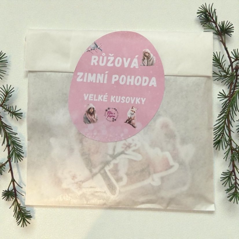 Růžová zimní pohoda | Velké kusové samolepky do diáře i pro scrapbook