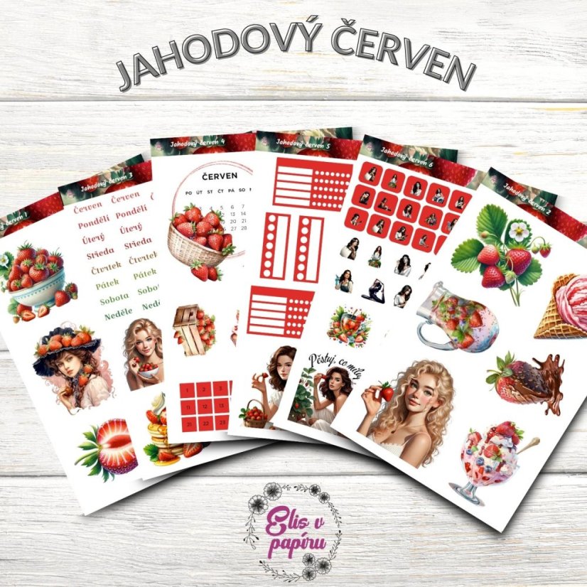 Jahodový červen | Měsíční samolepkový kit