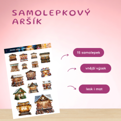 Dřevěné stánky s výzdobou | Samolepky do diáře
