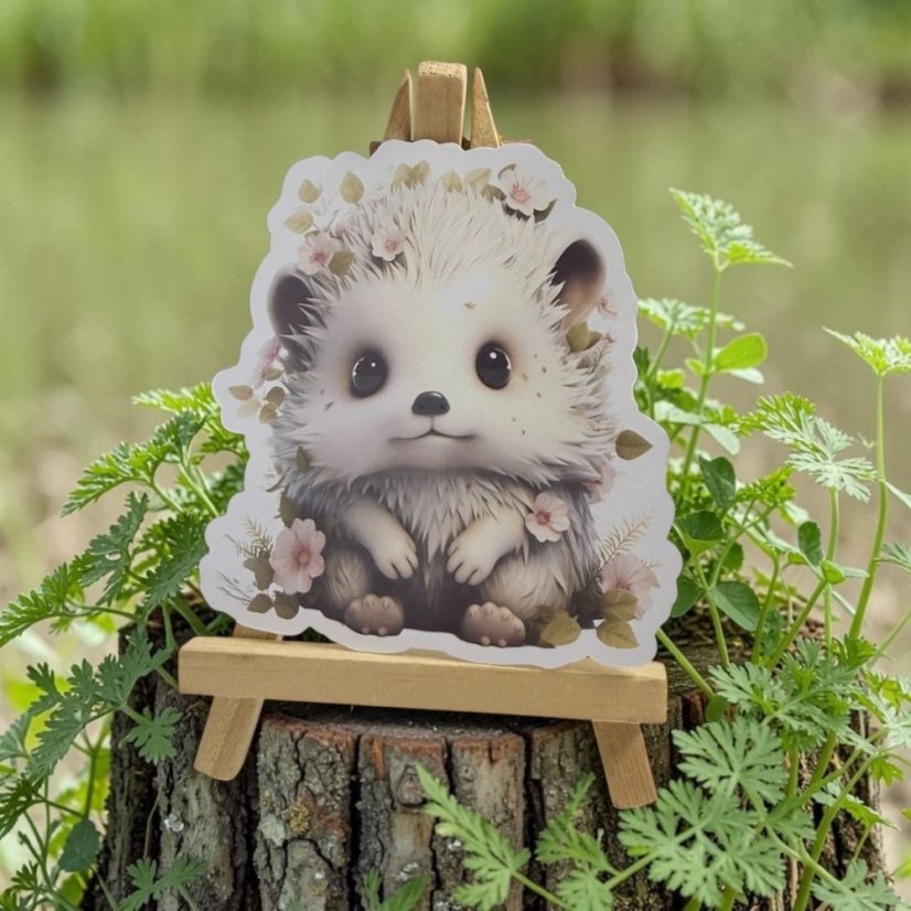 Ježeček mezi květy | Samolepka do diáře