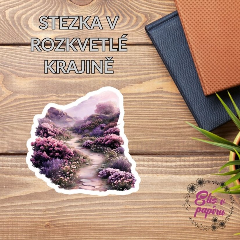 Stezka v rozkvetlé krajině | Samolepka do diáře