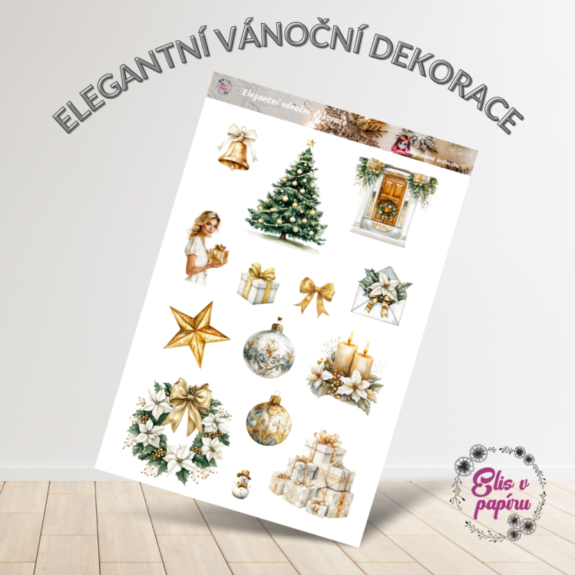Elegantní vánoční dekorace | Samolepky do diáře