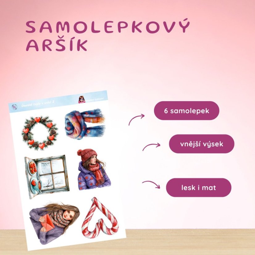 Únorové teplo v srdci | Měsíční samolepkový kit | 2026