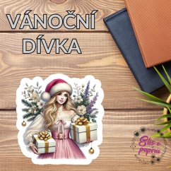 Stylová Vánoční dívka s dárky a dekoracemi, perfektní pro diář nebo scrapbook. Stylová Vánoční dívka s dárky a dekoracemi, perfektní pro diář nebo scrapbook.