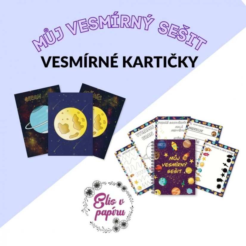 Sada vesmírných kartiček a vesmírného sešitu