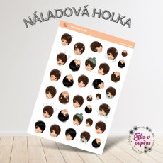 Samolepky do diáře Náladová holka s různými výrazy a emocemi, ideální pro plánování a journaling